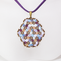 Pendant 40cm - Shea Oval-Purple Suedine - Pendant 40cm - Laiton bronze